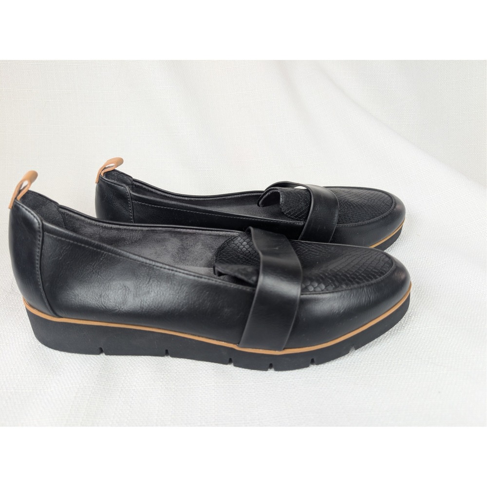 Dr. Scholl's Be Energized‎ Black Snake Embossed Platform Loafers Womens 10M